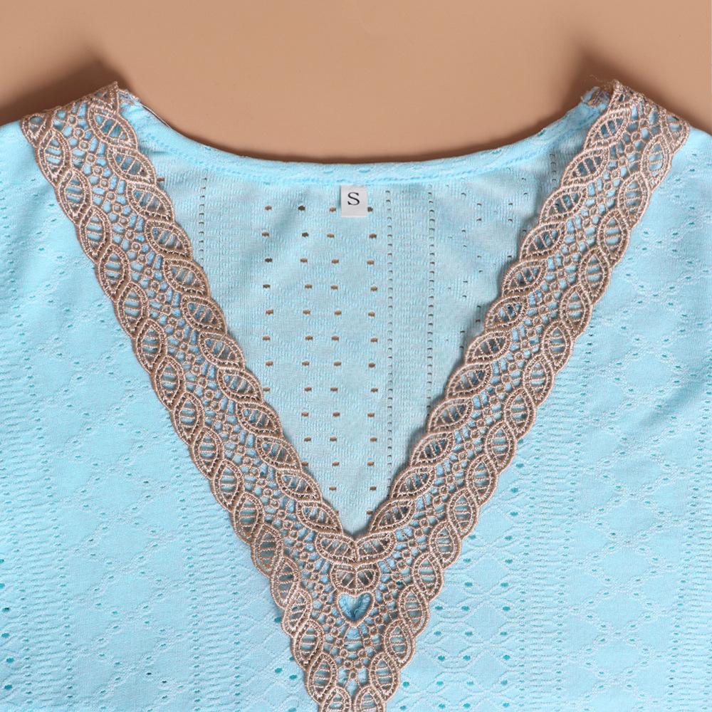 GMXIA Women's Fashion Casual Solid Color Print Short Sleeve V-Neck T-shirts and Tops