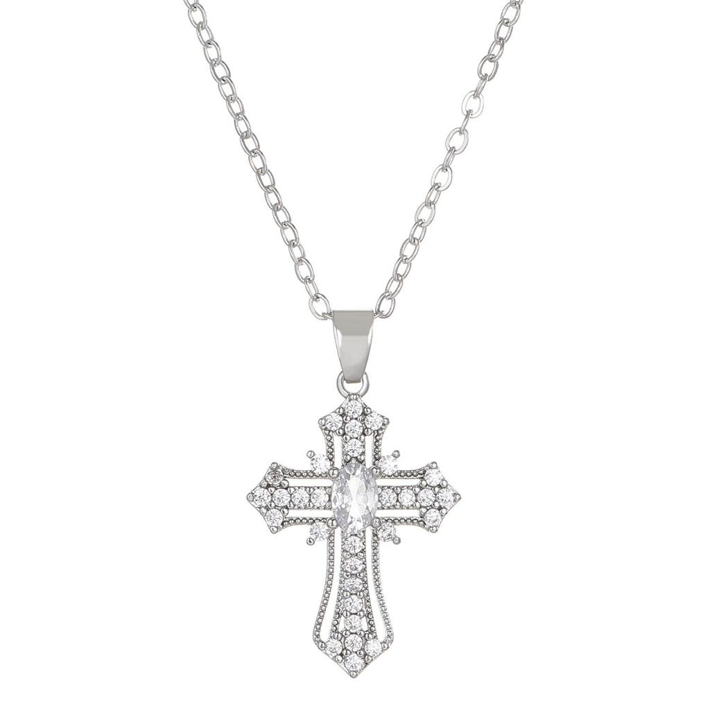 Women's Geometric Diamond Cross Necklace - European & American Punk Hip-Hop Style Choker