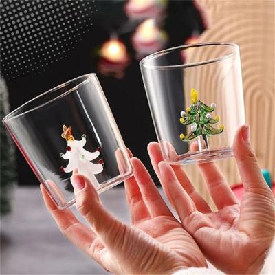 Julgran Glasmugg 3D Form Glas Hem Söt Snögubbe Vatten Kaffe Glas Enkellagers Mugg Med Gäster Juice Kall Dryck Mugg