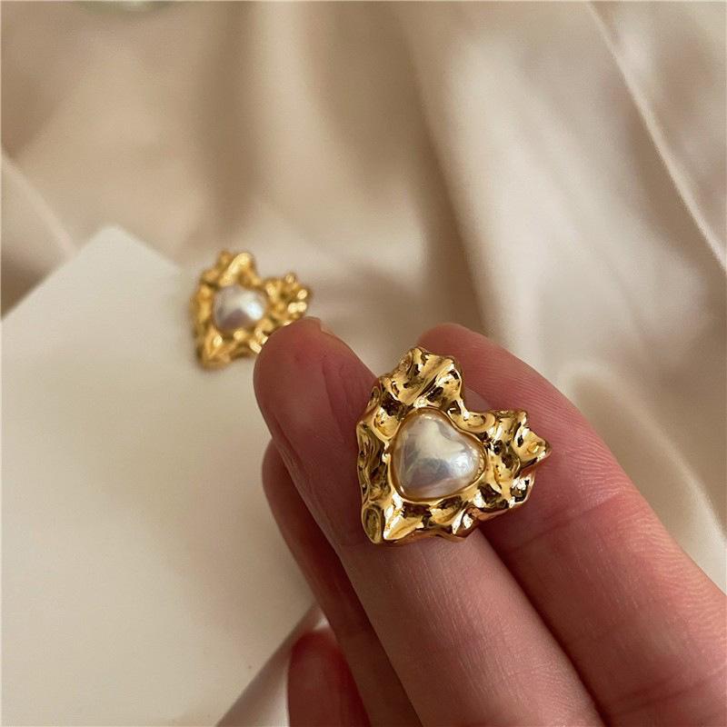 Романтичный Складка Сердце Любви Натуральный Пресноводный Жемчуг 14K Золотое Покрытие Женский Кулон-Ожерелье Не Тускнеет Свадебные Подарки