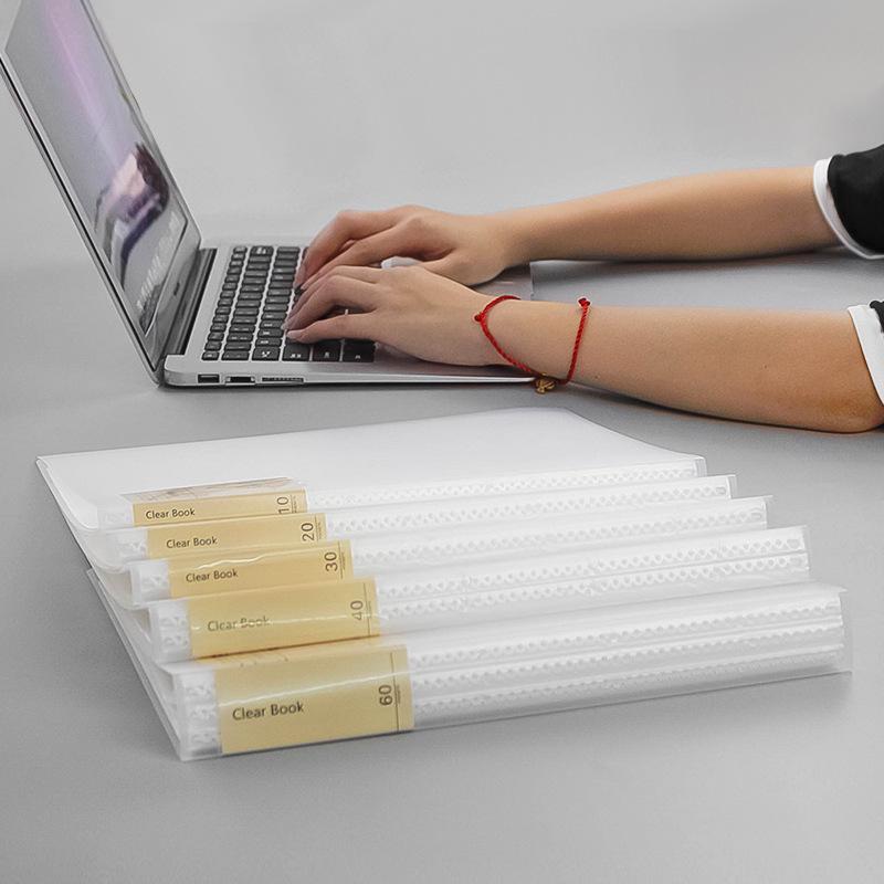 A4 Transparenter Aktenordner mit mehreren Einstecktaschen für Noten und Testbögen