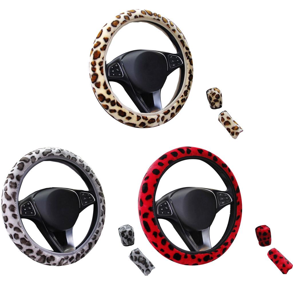 Winter Warm Steering Wheel Cover with Handbrake Cover Gear Shift Cover Universal