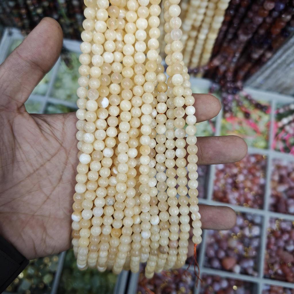 Natural Yellow Calcite Beads Bracelet 6-10mm, Round Loose Beads for DIY Jewelry