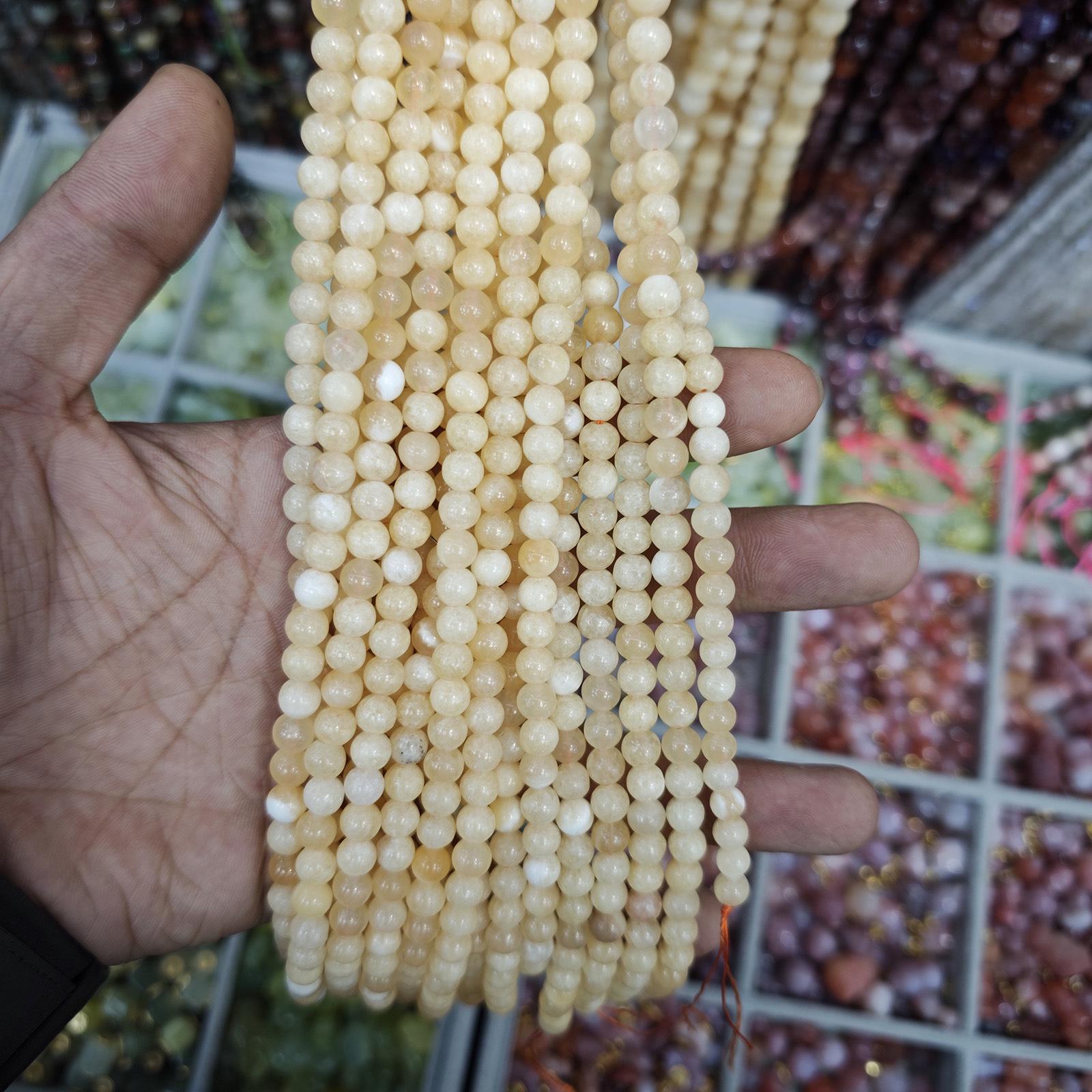 Natural Yellow Calcite Beads Bracelet 6-10mm, Round Loose Beads for DIY Jewelry Natural Yellow Calcite