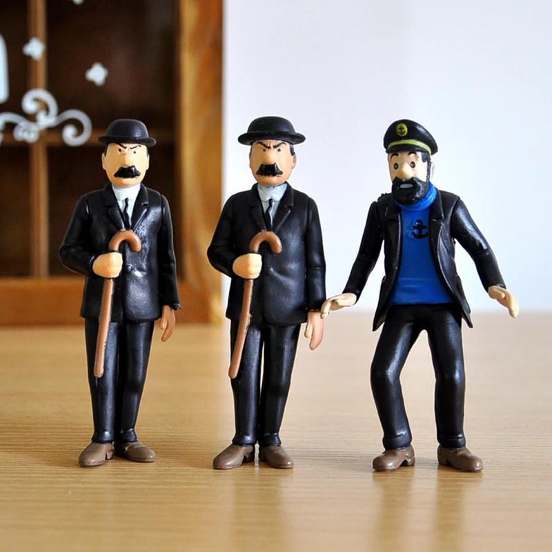 Haute Qualité Les Aventures De Tintin Et Milou Lot de 6 Pièces/Ensemble Figurine 8,5-4,5 cm Figurine Les Aventures de Tintin Poupées d'Animation Classiques Collection