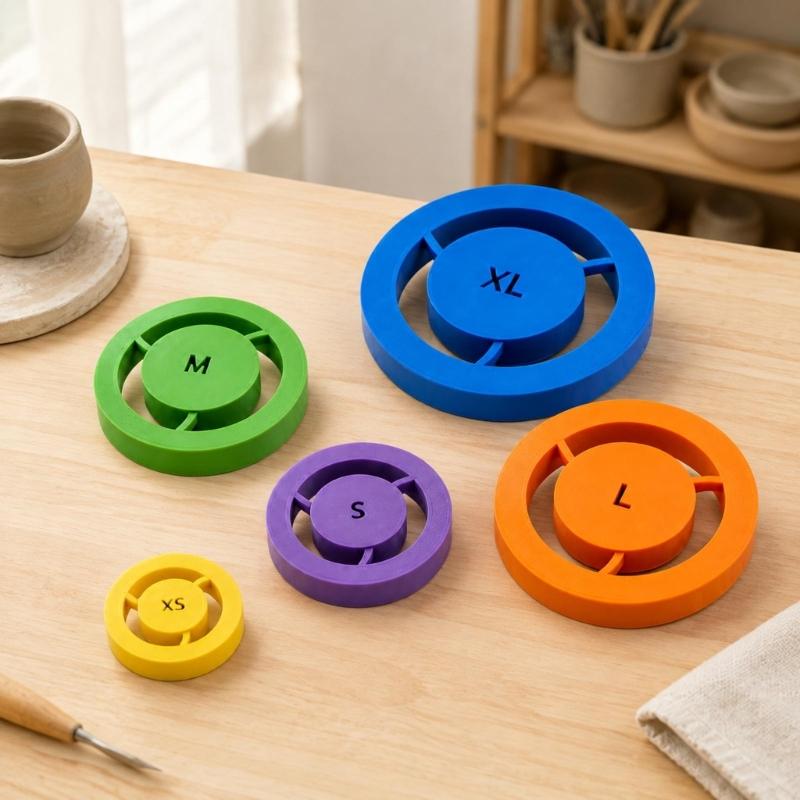 Clay Foot Rings Positioning Tool, 5-Piece Plastic Set for Shaping More Consistent Bases on Cups, Bowls, Plates, and Planter Before Drying