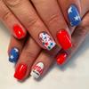 Square Press On Nail 4th of July Fake Nail Independence Day Glues On Nail Patriotic False Nail Full Cover Fake Nail