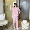 Pajamas Imitation Cotton Black Short-sleeved Trousers Set Lace Sweet Loungewear