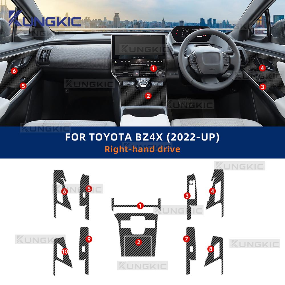 PET-Kohlefaserfolie für Toyota BZ4X Auto-Innenraum Mittelkonsole Kratzfest Widerstandsfähig Aufkleber Zubehör Refit