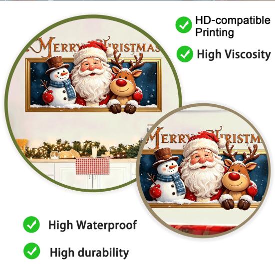 Christmas Party Supplies for Walls Wall Stickers, Santa Claus Reindeer And Snowman Decals with Photo Frame Winter Holiday Decorations Design,