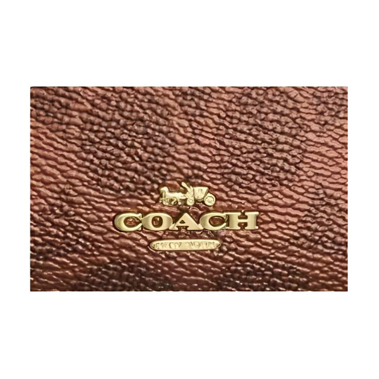 COACH Skinny Id CaseSignature Coated Canvas And Leather Card Holder Womens Brown