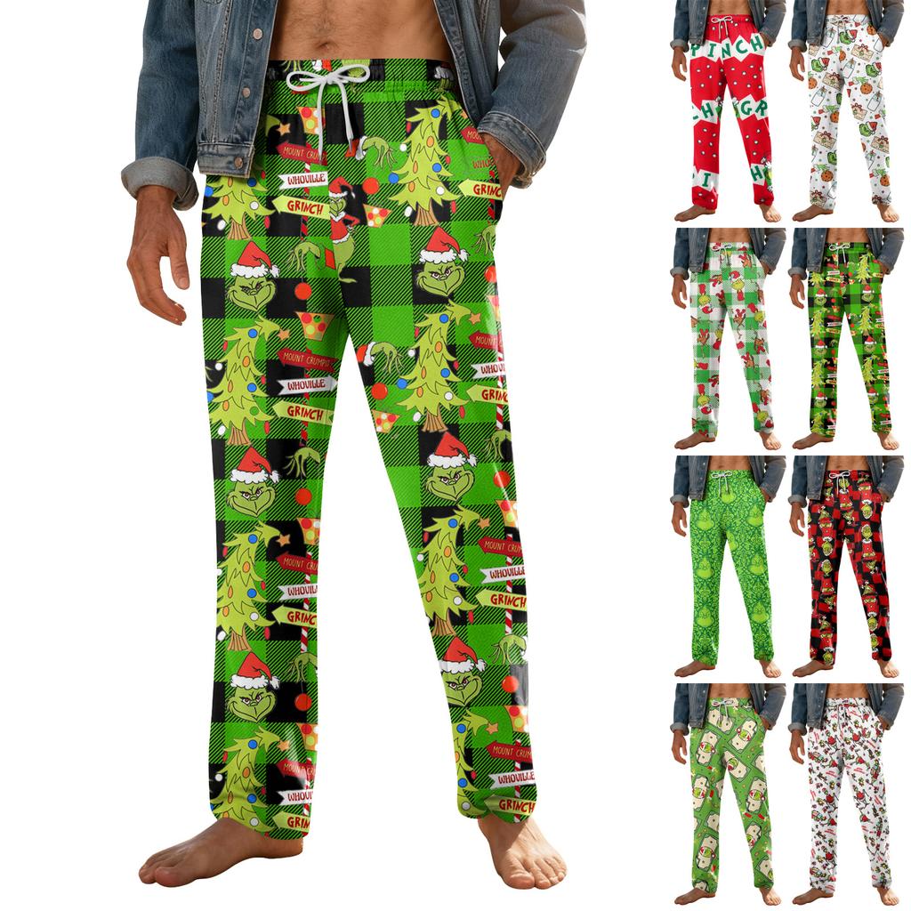 Pánské domácí měkké pyžamové kalhoty se stahovací šňůrkou s kapsami Sportovní kalhoty pro volný čas