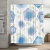 Modern Geometric Shower Curtain: Blue Purple Octagon Pattern Waterproof Fabric Bathroom Decor for Home Improvement