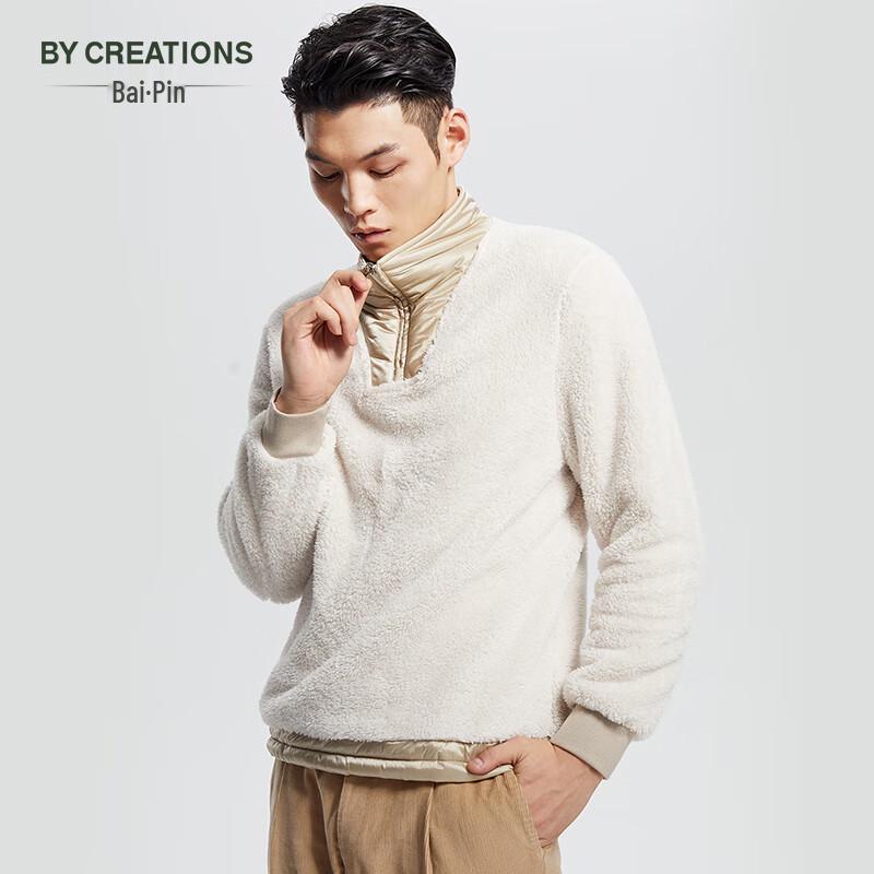 

Мужской однотонный пуловер с воротником-стойкой из кораллового флиса от Creations L