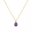 1pc Fashion Jewelry 18K Gold Plated Chain WaterDrop Diamond Pendant Necklace Stainless Steel 12 Months Birthstone Necklace