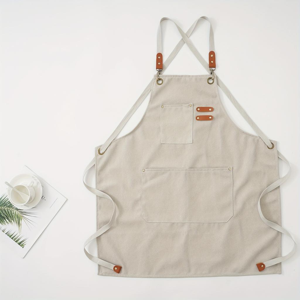 Durable Build  Thick Canvas Apron in Light Color Ideal for Kitchen, Baking, Barista, Hairdresser Painter Work,Durable Kitchen Apron Stylish Workwear