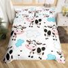 Cow Print Bedding Set King Size Kids Black White Duvet Cover Set Cartoon Milk Cow Comforter Cover Animal Farmhouse Quilt Cover
