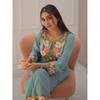 Beautiful Floral Embroidery Kurta Set Indian Women Party Wear Top Kurti Pant Set