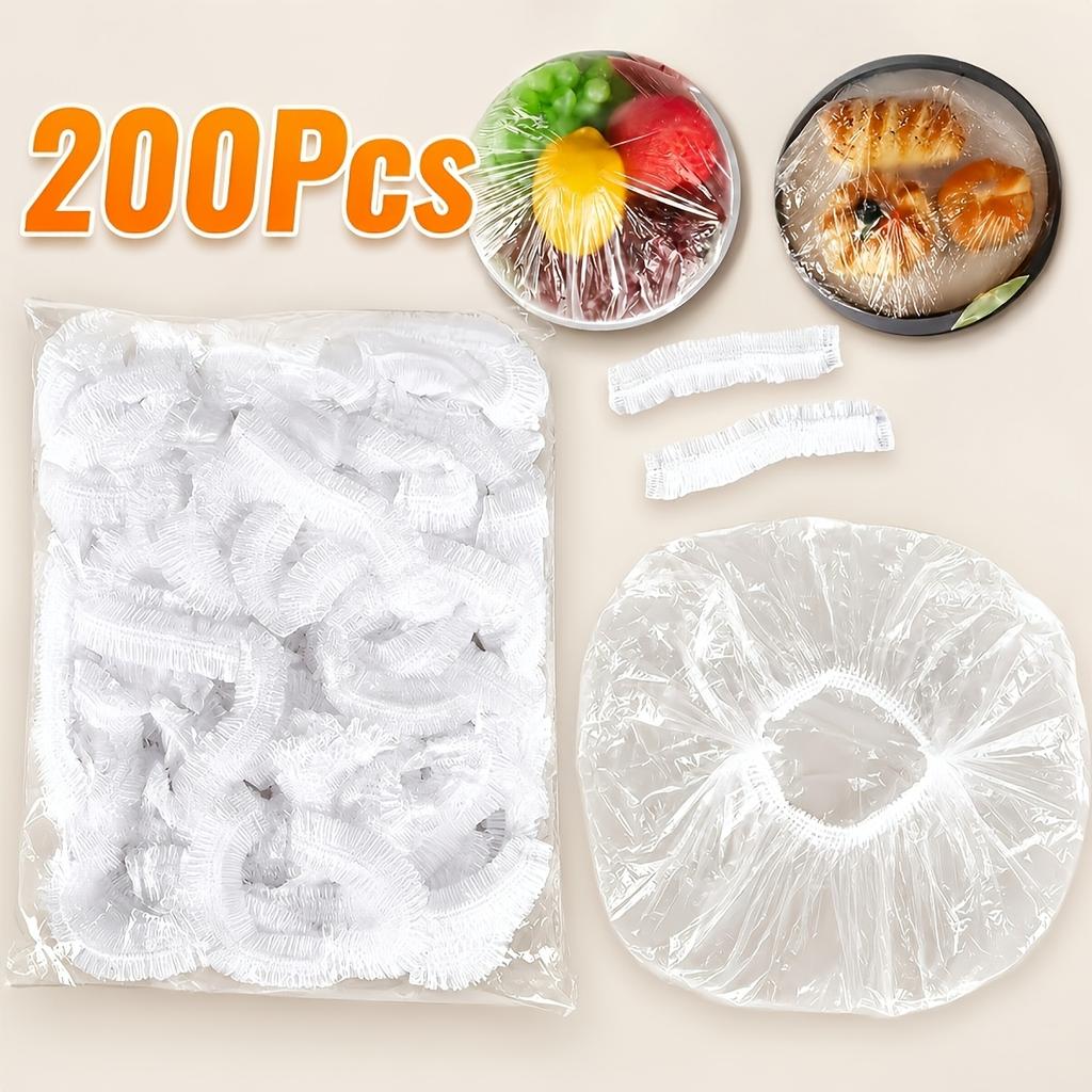 200Pcs Reusable Stretch Food Covers - Made From Durable, Food-Grade Plastic, These Covers Are Stretchable And Tear-Resistant, Keeping Food Fresh
