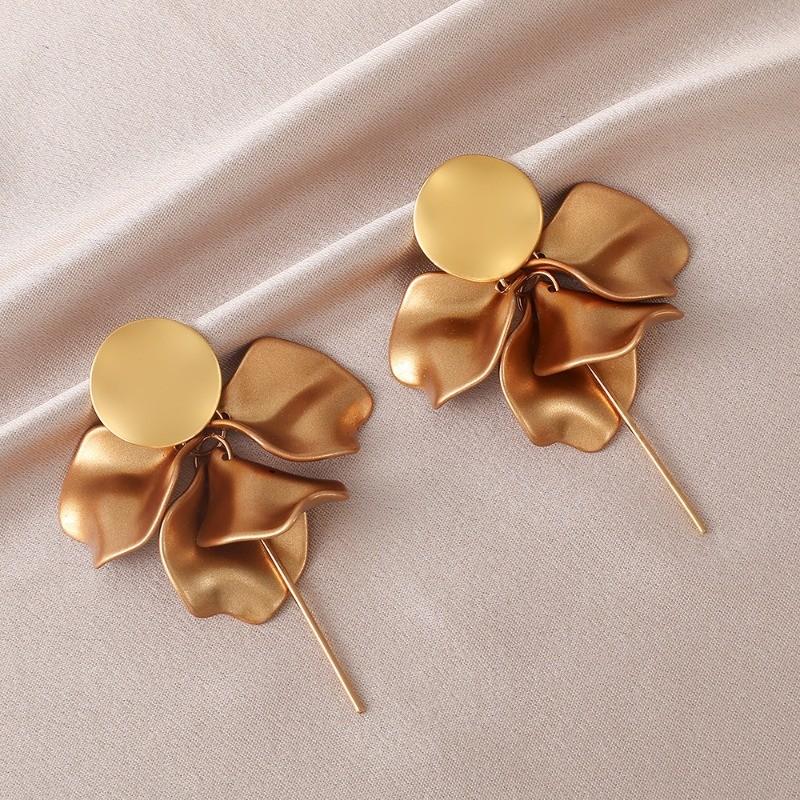 Pinkdudu Resin Petals Long Tassel Drop Earrings Pearl Luster Flower Stud Earrings PD2383