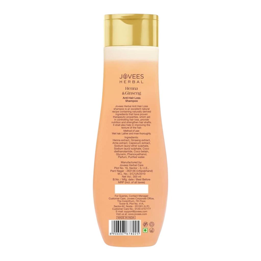 Jovees Herbal Henna Ginseng Anti Hair Loss Shampoo For Hair Growth And Hair Fall Control 300ML