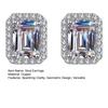 1 Pair Stud Earrings Square Geometric White Cubic Zirconia Clear Ice-Like Stone Ear Studs Retro French Style Jewelry Accessories