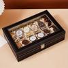 1pc Watch Organizer - 12-Slot Display Case with Lock & Removable Pillows | Synthetic Leather Storage for Men/Gifts/Travel