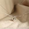 PANJBJ 925 Silver Circle Ball Necklace for Women Versatile Clavicle Chain Double Layer Versatile Office Minimalist Jewelry Gift