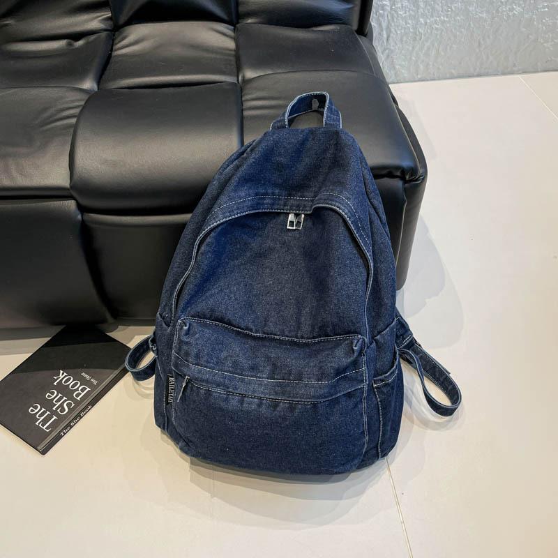 Summer new design new fashion denim women's bags trendy retro large capacity simple shoulder backpack