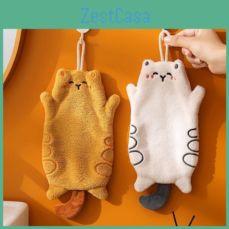 Cat Towel Cute Hanging Hand Childrens Towels Doublethickness Absorbent Hand Towels For Bathroom Kitchen Cleaning Rags