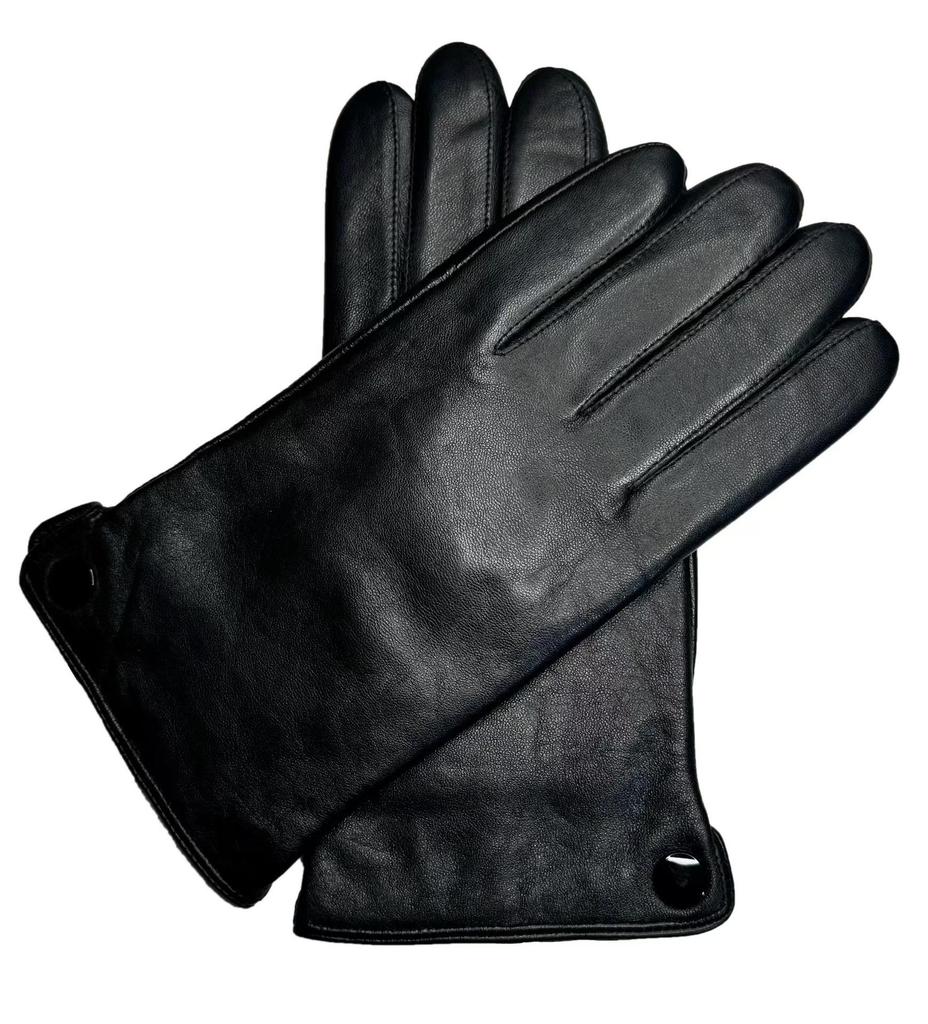 European & American Men's Sheepskin Leather Gloves with Wool Lining - Winter Warm, Plus Velvet, Windproof.