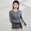 2025 Autumn/Winter Women's V-neck Slimming Cashmere Sweater - Versatile Solid Knit Base Layer