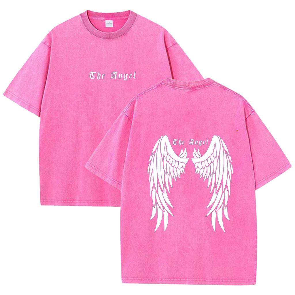 Dark Angel Wing Graphic Printed T-Shirt for Women Cotton Short Sleeve Oversized Loose Tops Streetwear Fashion Tees