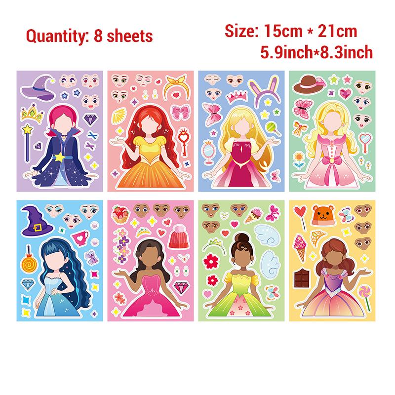 

8 Sheets Make Your Own Dinosaur Sticker Sea Animals Stickers DIY Cute a Face Project Theme Birthday Party Favor Supplies