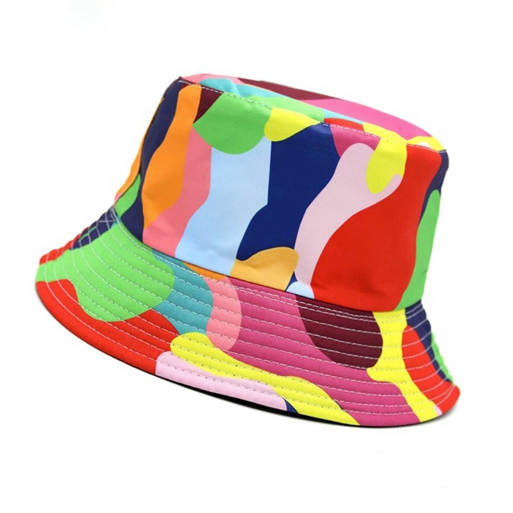 New printed bucket hat graffiti hat men and women outdoor sun hat summer double-sided basin hat tide
