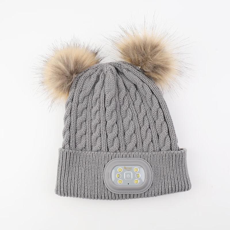 Kids LED Light-Up Pom-Pom Knitted Hat