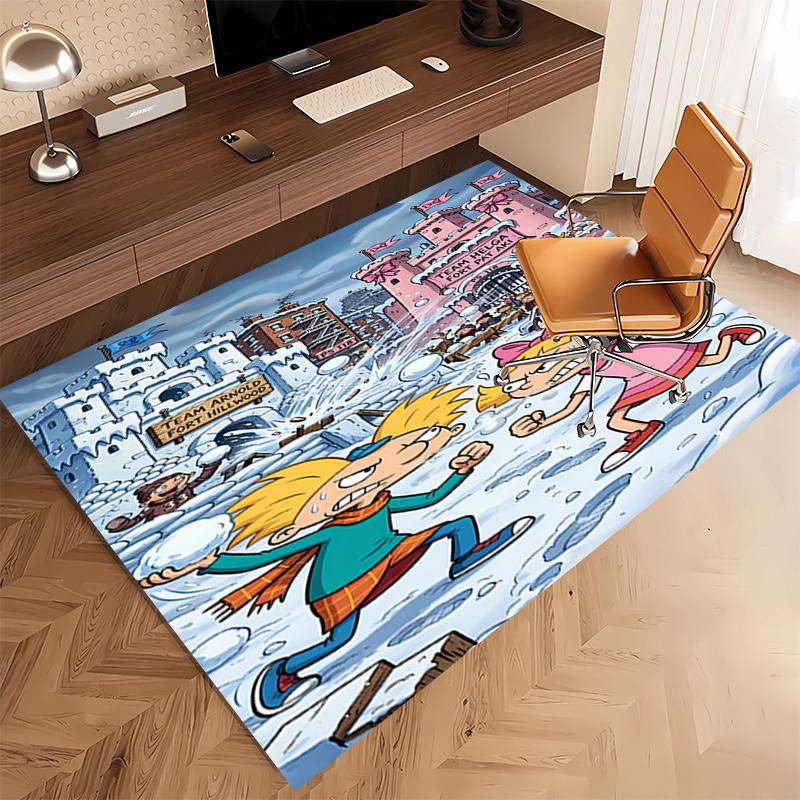 1pc Hey Arnold Print Area Rug - Soft, Washable Non-Slip Indoor Mat, Living Room, Home Office Decorative Rug,Office Decorative