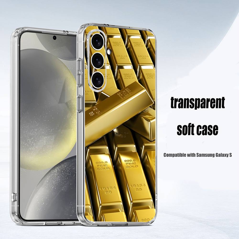 Money Gold Art   Phone Case For Samsung S24,30,21,22,23,20 FE,lite,PIus,Ultra,5G,Note,9,10 Transparent Cover