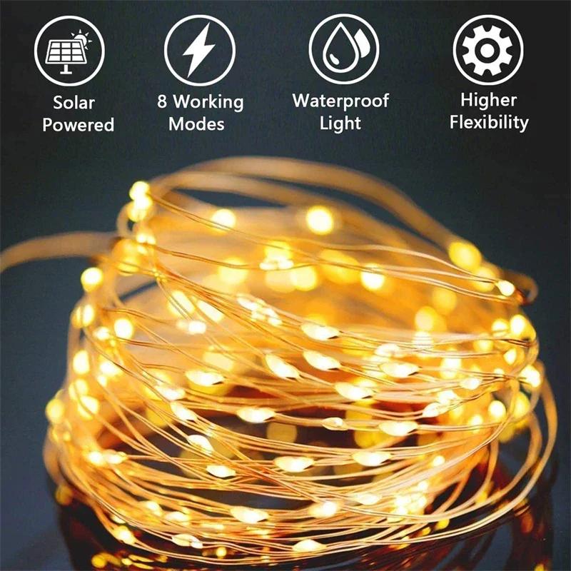 32M LED Solar String Fairy Lights Outdoor Path Garlands Lamp Patio Waterproof Christmas Wedding Garden Street Lights