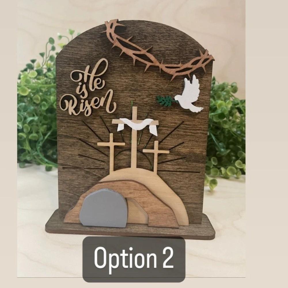 

Wooden Material Wooden Easter Decor Three-dimensional Design Resurrection Scene Tabletop Display 2