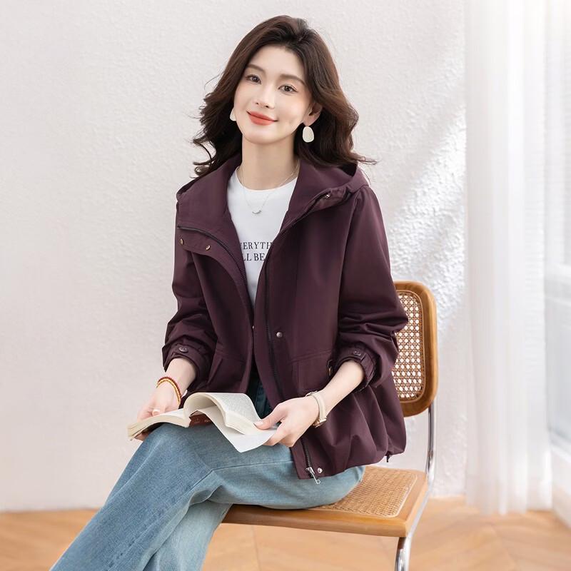 Women's Casual Solid Hooded Long-Sleeve Jacket