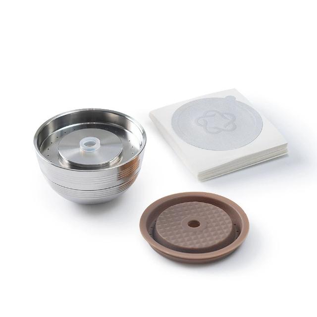Für Nespresso Vertuoline Pop Vertuo Next Kaffeemaschine Wiederverwendbarer Kaffeekapsel-Filter mit Original-Kapseln Edelstahl
