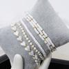 6pcs Set Of Delicate White Bead Heart & Shell Handmade Beaded Elastic Multi-Layer Bracelets For Valentine's gift B082