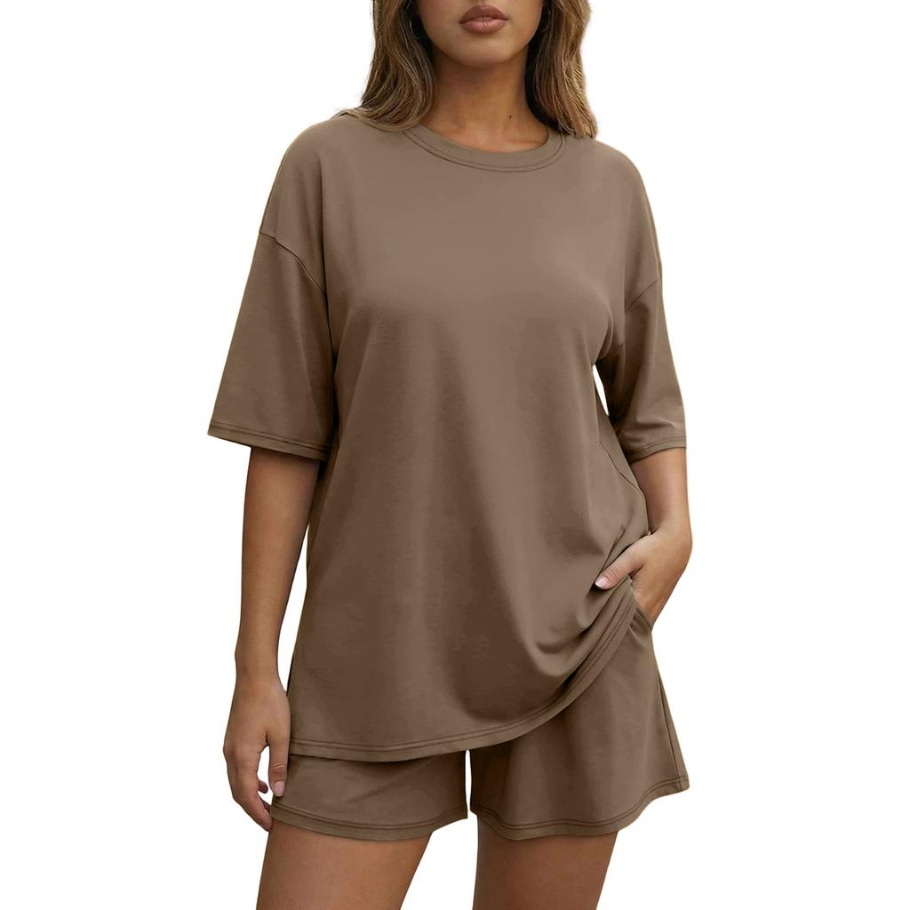 Women's Loose And Fashionable  Casual Short Sleeved Shorts Two-piece Set