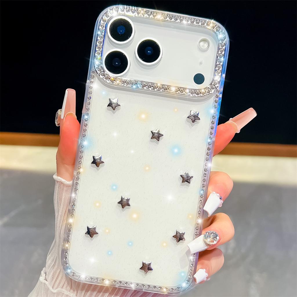Handmade Sparkly Diamond Star IMD Phone Case, Compatible with iPhone 13,iPhone 14,iPhone 15,iPhone 16,iPhone 17 Series