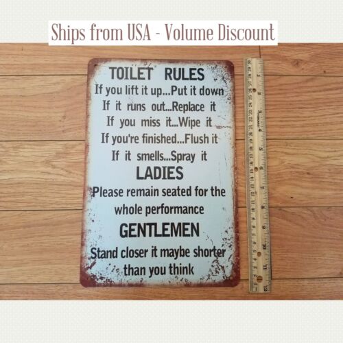 Toilet Rules Tin Sign Funny Bathroom Sign Bar Restaurant Bathroom Rules MetalAluminum 20x30cm（7.8x11.8inch）
