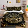Golden Dragon Face Motif. Bedding Sets Duvet Cover Sets Duvet Covers Pillowcases(1 * Duvet Cover 2 * Pillowcases Without Duvet Insert)