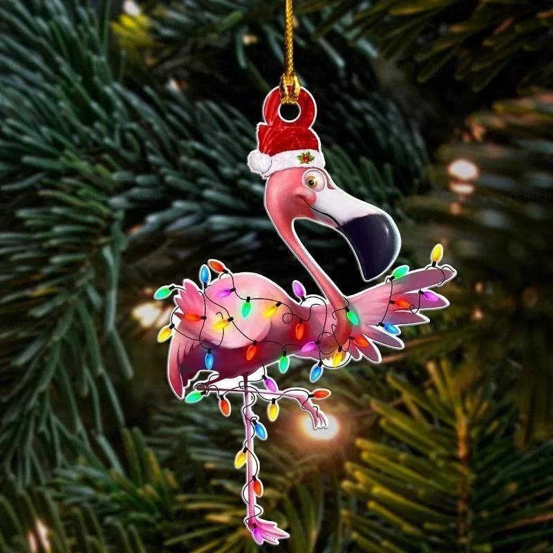 Nowe Dekoracje Świąteczne Akrylowa Zawieszka Kogut Jeleń Flaming Lew Zawieszka Dekoracje Festiwalowe Boże Narodzenie