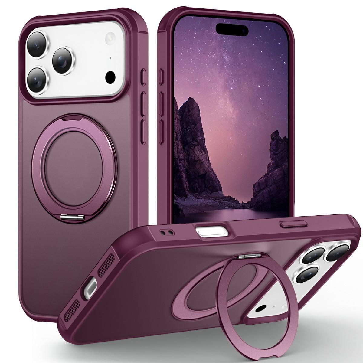 

For iPhone 17 Pro Case Magnetic Kickstand TPU+PC Shockproof Hybrid Phone Cover