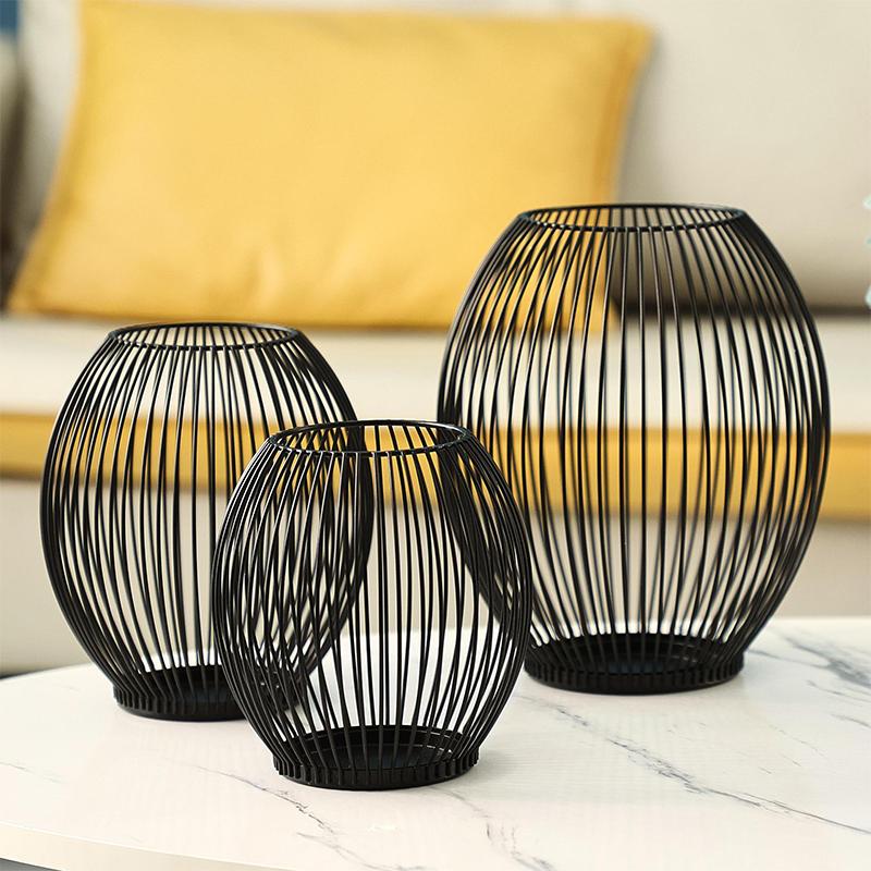 Iron Wire Bird Cage Candlestick Black Lantern Candelabra